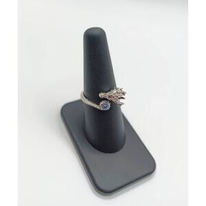 Sterling Silver Dragon Ring Adjustable Moonstone Textured Band Size 7.5 NEW
